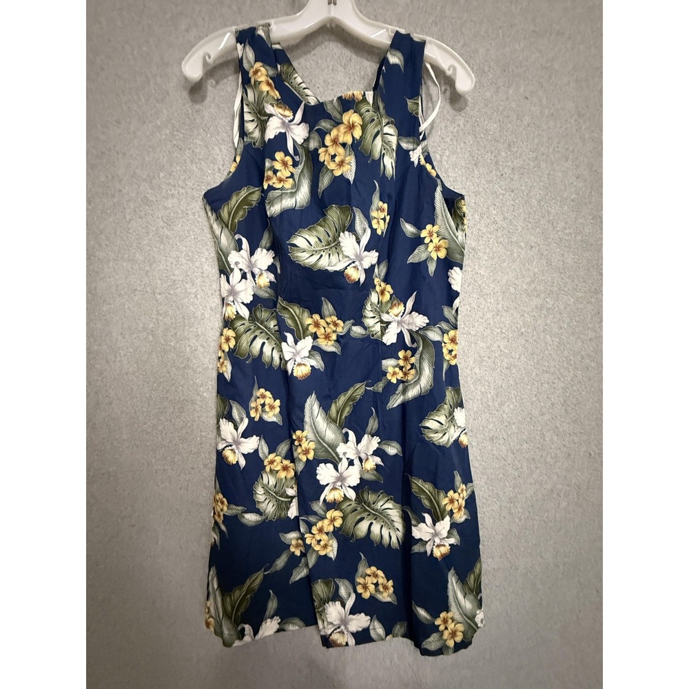 Aloha Republic Dress Womens XL‎ Blue Floral Hawaiian Sundress Made In Hawaii